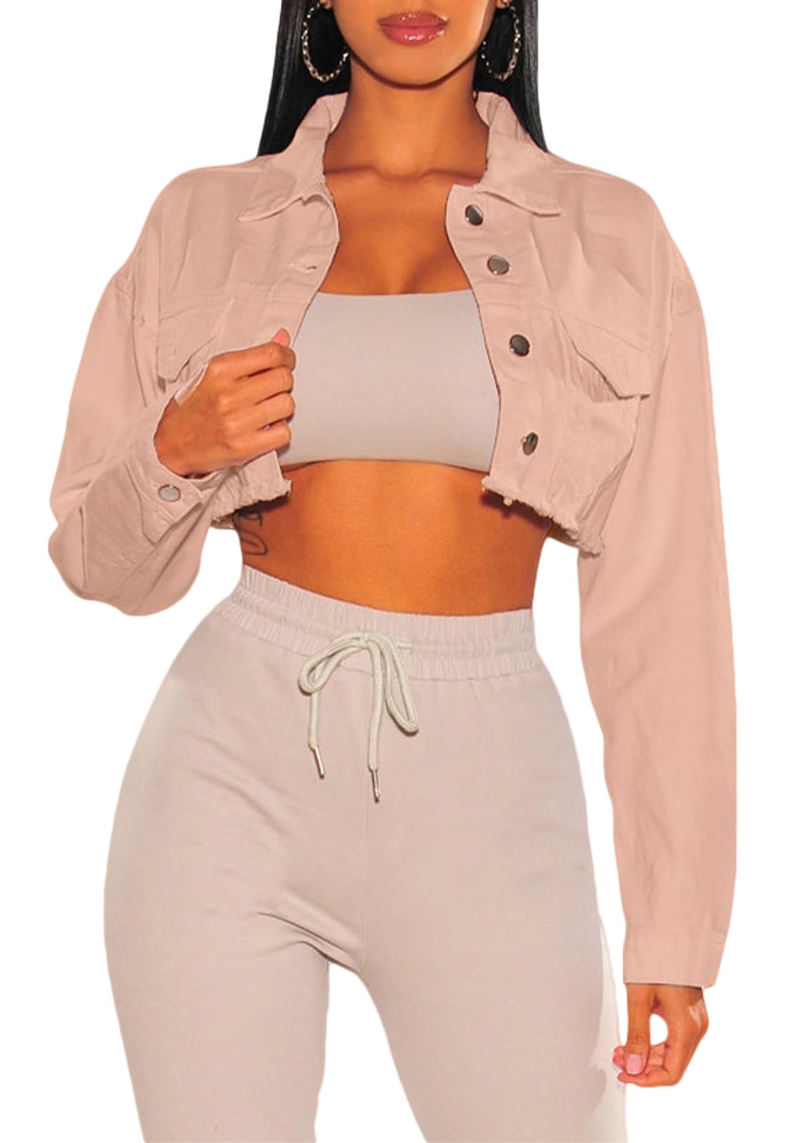Women's Ripped Crop Denim Jacket
