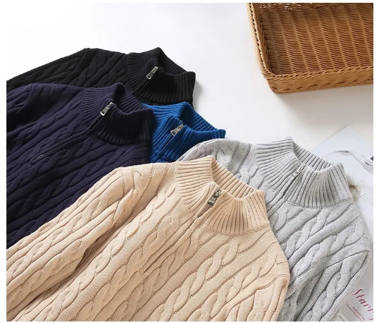 Men's Zip-Up Knit Sweater